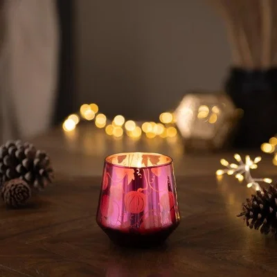 Dunelm Purple Glass Pumpkin Single Wick Candle
