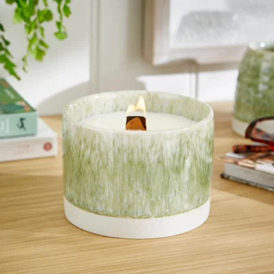 Dunelm Churchgate Amber and Pine Crackle Candle Green