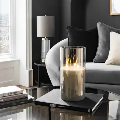 Dunelm Tall Clear Glass LED Multiwick Candle