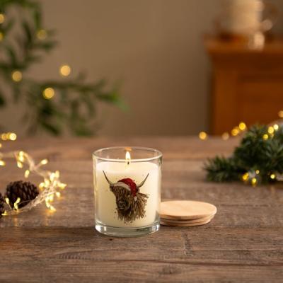 Dunelm Christmas Highland Cow Linen Candle