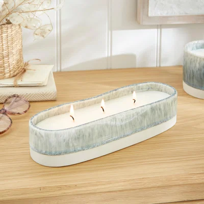 Dunelm Churchgate Oud and Bergamot Wick Candle Blue