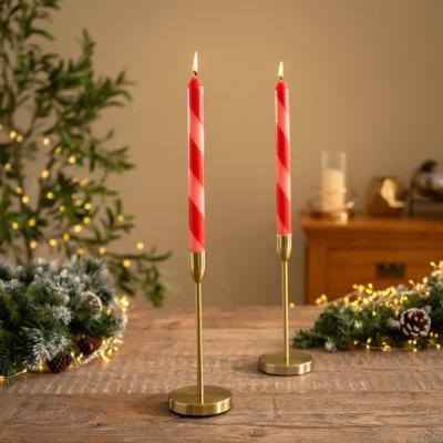 Dunelm Set of 2 Candy Cane Striped Taper Candles