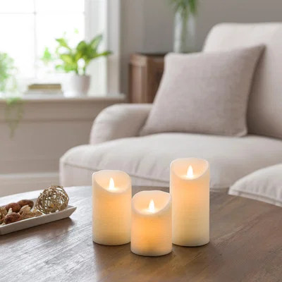 Dunelm Set of 3 Black Pepper & Sandalwood LED Pillar Candles Natural