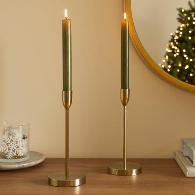 Dunelm Set of 6 Green Dinner Candles Green