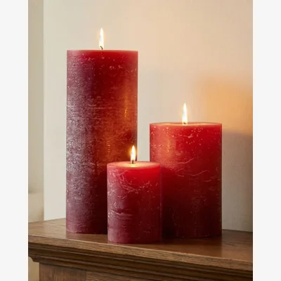 Dibor Set of 3 Deep Red Candles