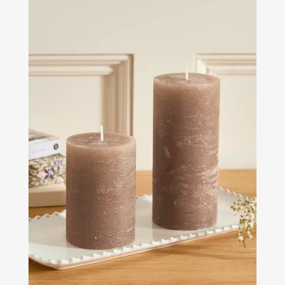 Dibor Rustic Grey Pillar Candle