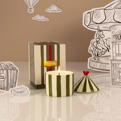 French Bedroom Tomato Leaf Striped Candle