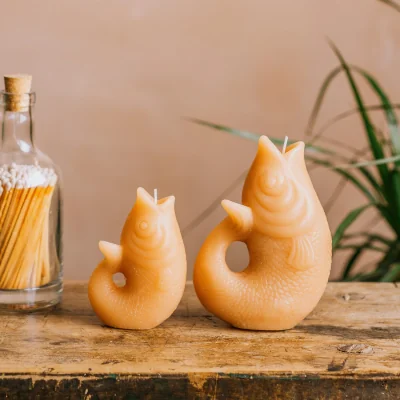 Graham & Green Graham and Green Beige Fish Candle Small
