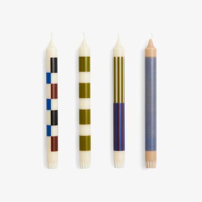 Heal's HAY Patterned Dining Candles Set of 4 Army Green & Blue