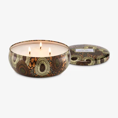 John Lewis Voluspa Baltic Amber Three Wick Tin Scented Candle, 490g