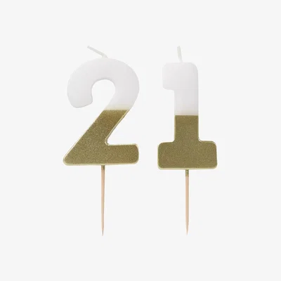 John Lewis Talking Tables Age 21 Birthday Candles, Gold Ombre