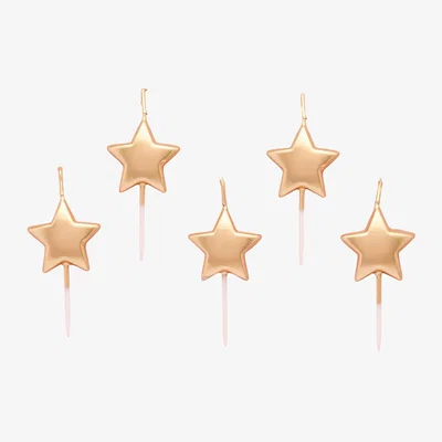 John Lewis Hootyballoo Gold Star Cake Candles, Pack of 5