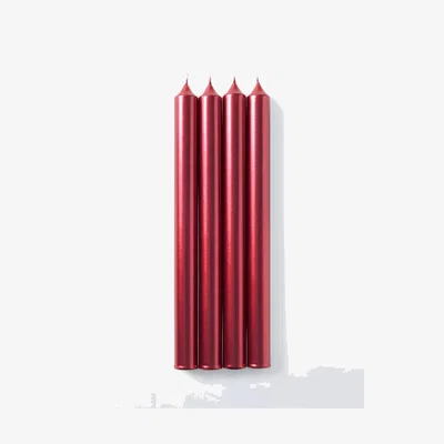 John Lewis John Lewis Metallic Dinner Candles, Set of 4, Red