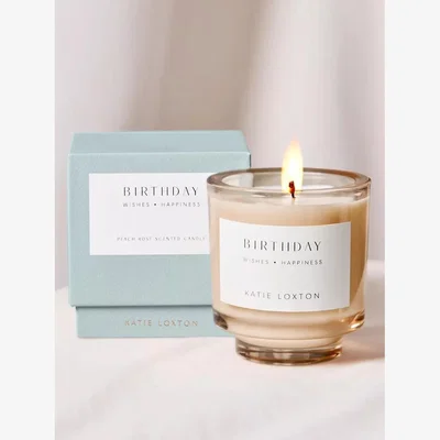 John Lewis Katie Loxton Peach Rose & Sweet Mandarin Birthday Scented Candle, 150g