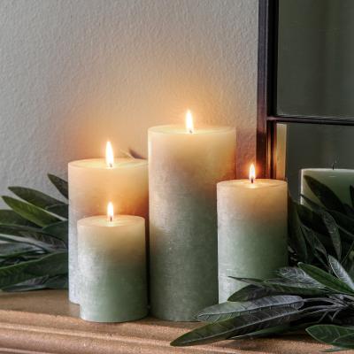 La Redoute 18cm Pillar Candle Rustic Sage