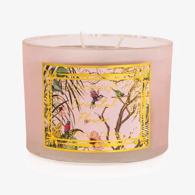La Redoute Chinoiserie Oriental Flower Two Wick Wax Filled Candle Pot