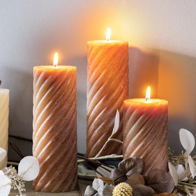 La Redoute Pack of 2 15cm Vanilla Pillar Candle Twist Amber