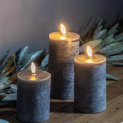 La Redoute Set of 3 LED Candle Rustic Slate
