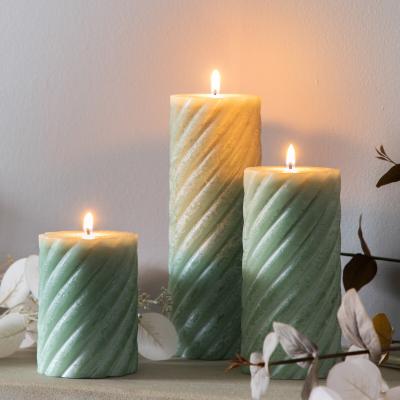 La Redoute Pack of 2 20cm Vanilla Pillar Candle Twist Sage