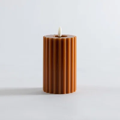 La Redoute Caspar H14.8cm Ribbed Wax LED Candles