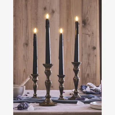 Marks & Spencer Lights4Fun Set of 4 TruGlow® Dripping Wax Taper Candles - Black, Black