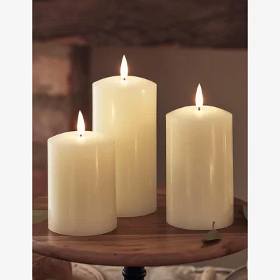 Marks & Spencer Lights4Fun TruGlow® Rechargeable Pillar LED Candle - Ivory, Ivory