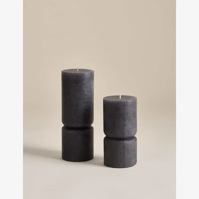 Marks & Spencer M&S 2 Pack Unscented Pillar Candles Dark Graphite
