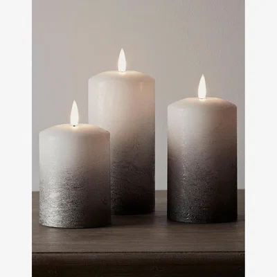 Marks & Spencer Lights4Fun Set of 3 TruGlow® Ombre Pillar Candles - Grey, Grey