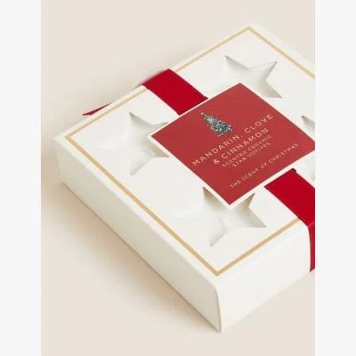 Marks & Spencer M&S  4 Pack Mandarin, Clove & Cinnamon Tealights - Red Mix, Red Mix