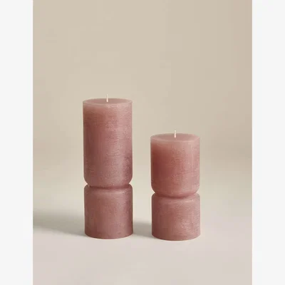 Marks & Spencer M&S 2 Pack Unscented Pillar Candles Light Buff