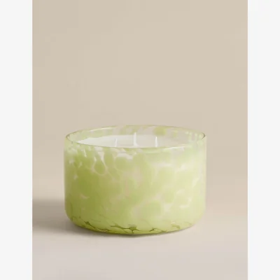 Marks & Spencer M&S Bamboo & Orris Confetti Glass 3 Wick Candle Blue Mix
