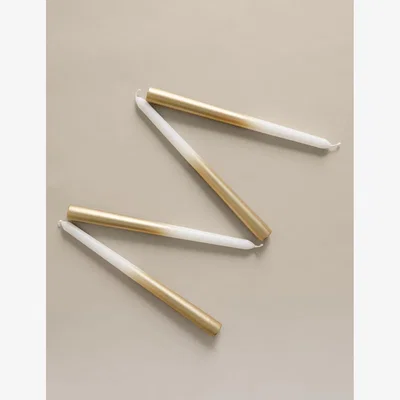 Marks & Spencer M&S Collection Set of 4 Metallic Ombre Dinner Candles - Gold Mix, Gold Mix,Silver Mix