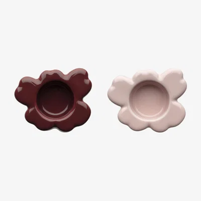 Made in Design Unikko Candle stick ceramic red / Set of 2 - Marimekko