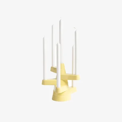 Made in Design Brute Candelabra ceramic yellow / H 22 cm - 6 Candles - & klevering