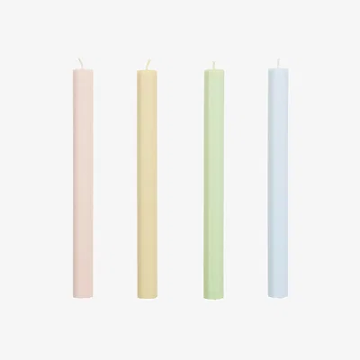 Made in Design Hexagon Long candle wax multicoloured / Set of 4 - Hexagonal shape - Hay