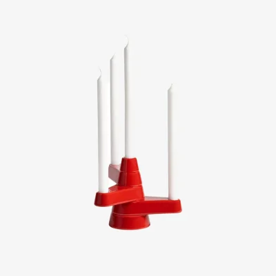Made in Design Brute Candelabra ceramic red / H 17 cm - 4 Candles - & klevering
