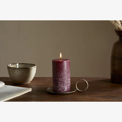 Nkuku nkuku Rustic Soy Blend Pillar Candle | Candles & Home Fragrance | Dark Cherry | Small