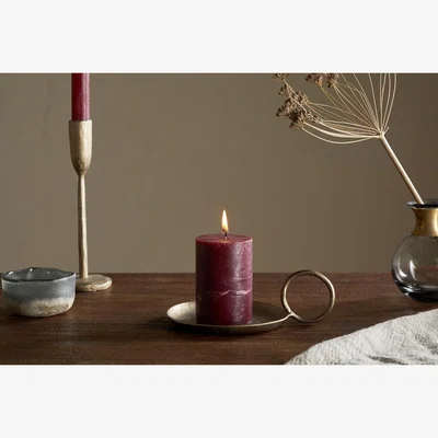 Nkuku nkuku Rustic Soy Blend Mini Pillar Candle | Candles & Home Fragrance | Dark Cherry | Mini 8 x 7 cm