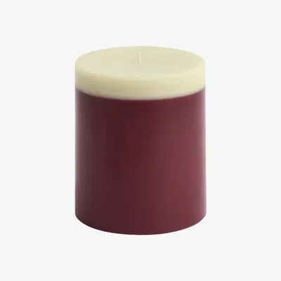 Nordic Nest HAY Silo Candle pillar candle Bordeaux-lime white Ø9.5x11 cm