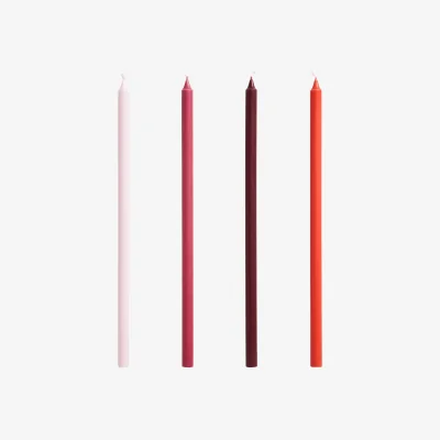 Nordic Nest HAY Slim candles 4-pack Pink-red