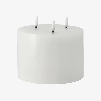 Nordic Nest Scandi Essentials Bright Melt block candle LED 3 wicks 13 cm White