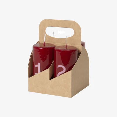 Nordic Nest Broste Copenhagen Broste advent candle Burgundy-White 4 pieces