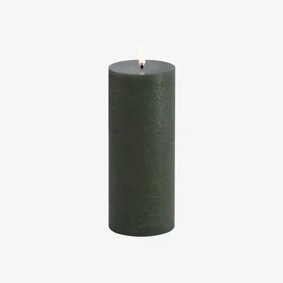 Nordic Nest Uyuni Lighting LED Pillar candle 7.8x20 cm Rustic Olive green