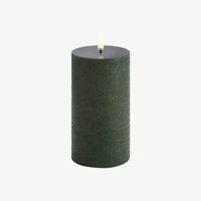 Nordic Nest Uyuni Lighting LED Pillar candle 7.8x15 cm Rustic Olive green