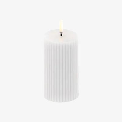 Nordic Nest Uyuni Lighting LED Pillar candle Ribbed Ø58x10 cm White