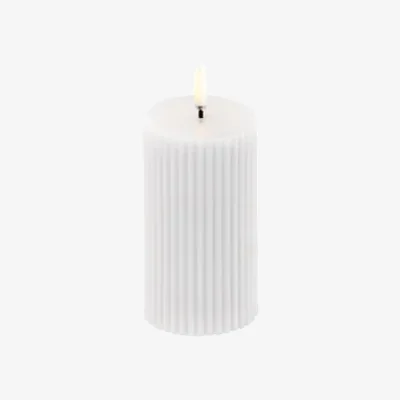 Nordic Nest Uyuni Lighting LED Pillar candle Ribbed Ø58x10 cm White