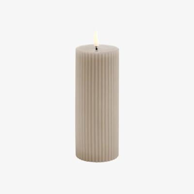 Nordic Nest Uyuni Lighting LED Pillar candle Ribbed Ø58x15 cm Sandstone