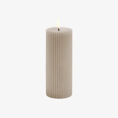Nordic Nest Uyuni Lighting LED Pillar candle Ribbed Ø58x15 cm Sandstone