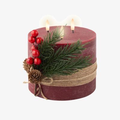 Downtown Lumineo LED Triple Wick Candle 15cm - Oxblood
