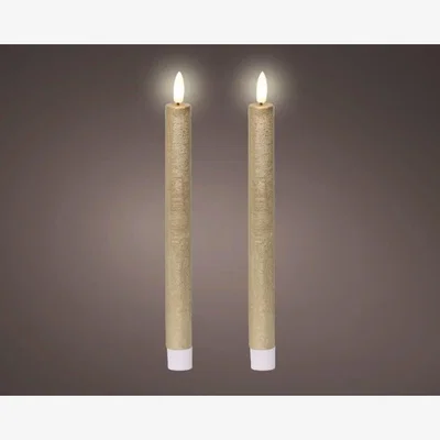 Downtown Lumineo LED Twin Pack Dinner Candle 24.5cm - Gold